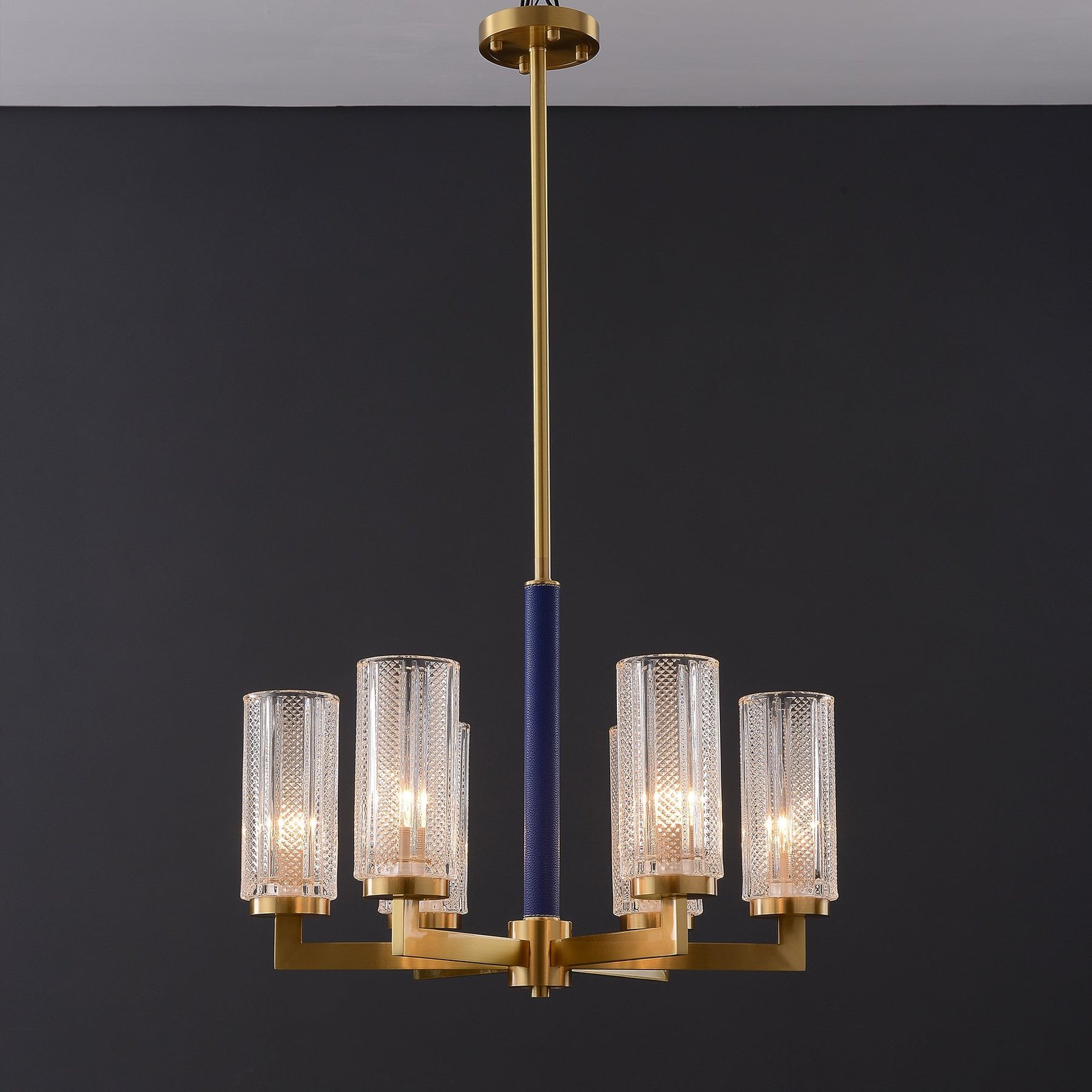 Blue Leather glass chandelier - Image 2