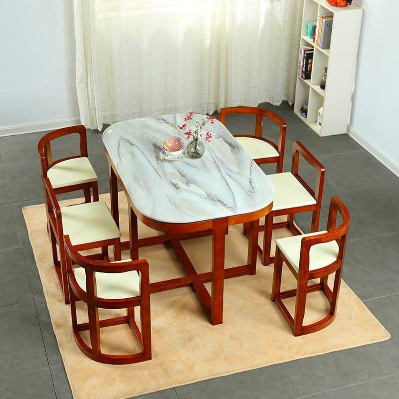 Marble dining table solid wood - Image 5