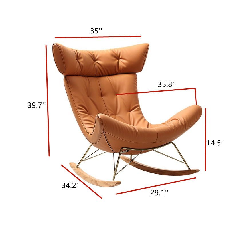 Cowhide leather single sofa rocking chair - Image 7