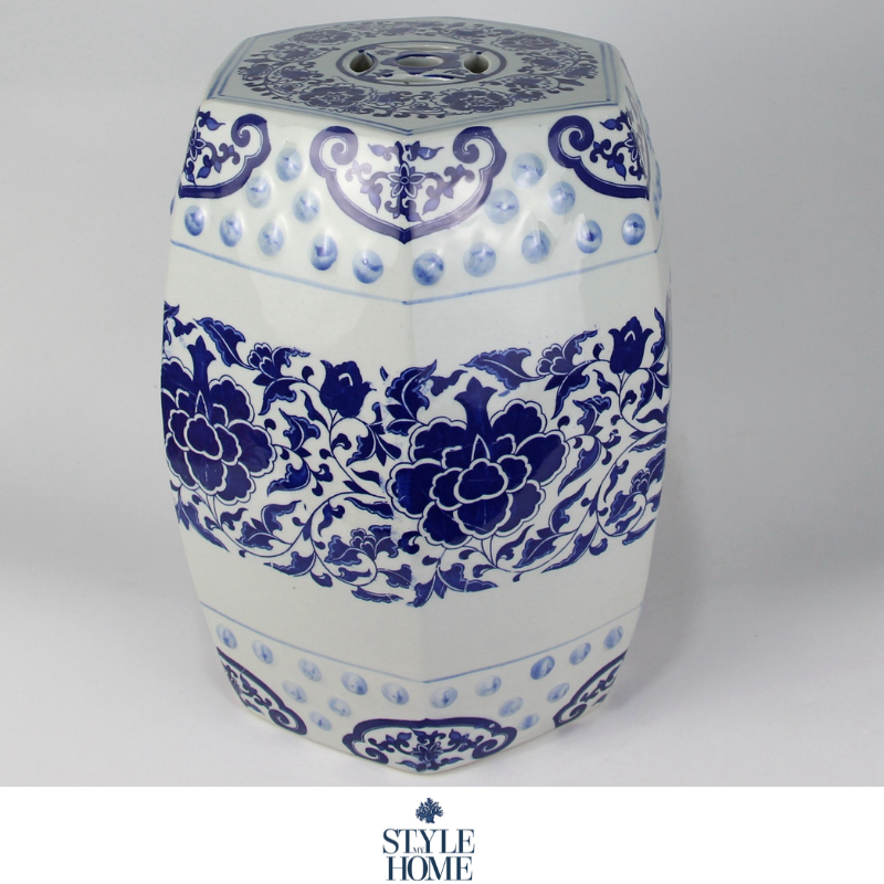 Midnight Blossom Hand-painted Ceramic Stool - Image 5