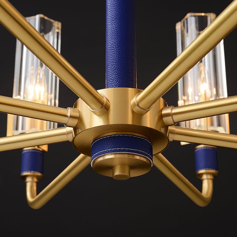 6 Lights Blue leather chandelier - Image 6