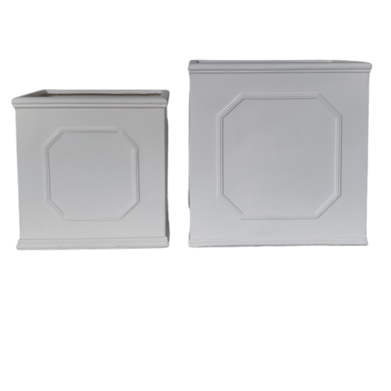 Sorrento' White Square Fibre Clay Planter Box