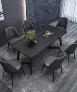 Alternative view of Rectangle Black Stone Dining Table