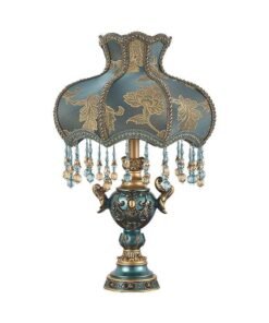Printed fabric blue table lamp