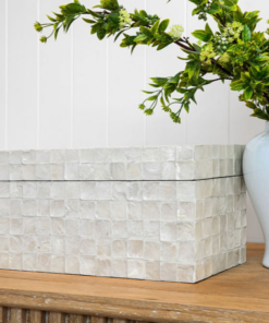 Square Large Neutral Mother Of Pearl Trinket Box
