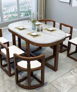 Marble dining table solid wood