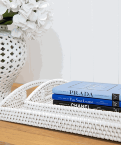 Alternative view of Morning White Rattan Tray Rectangle