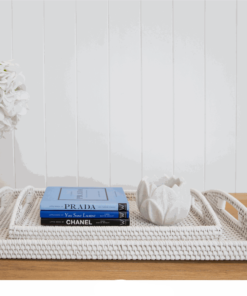 Morning White Rattan Tray Rectangle