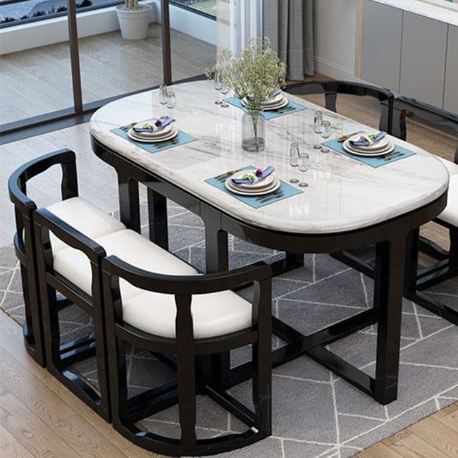 Marble dining table solid wood - Image 6