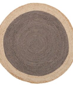 Round Jute Natural Rug Charcoal