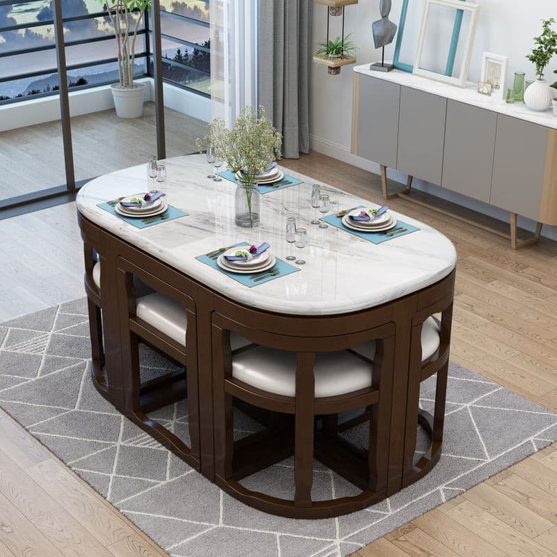 Marble dining table solid wood - Image 8