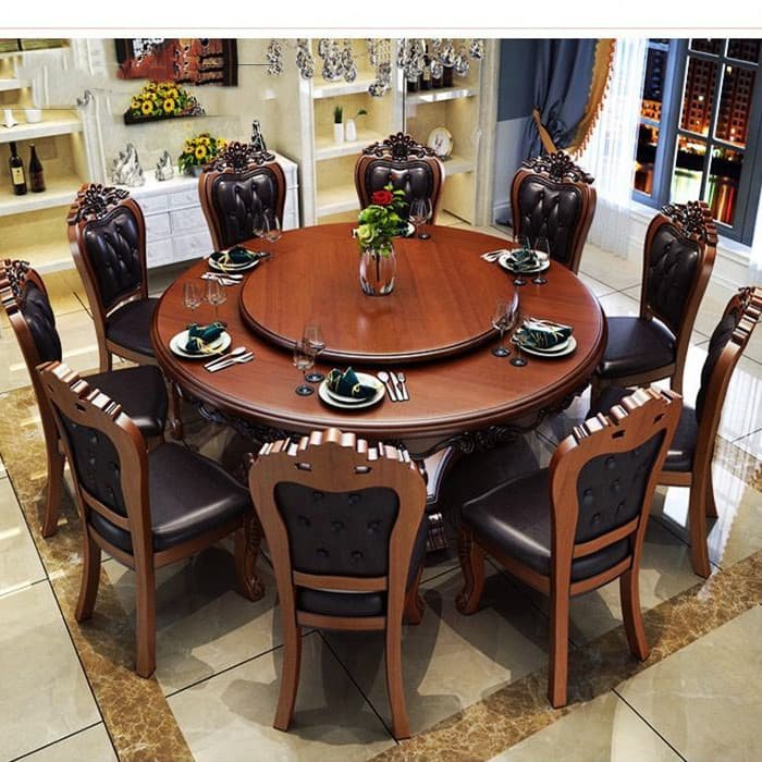 Solid wood round dining combination - Image 3