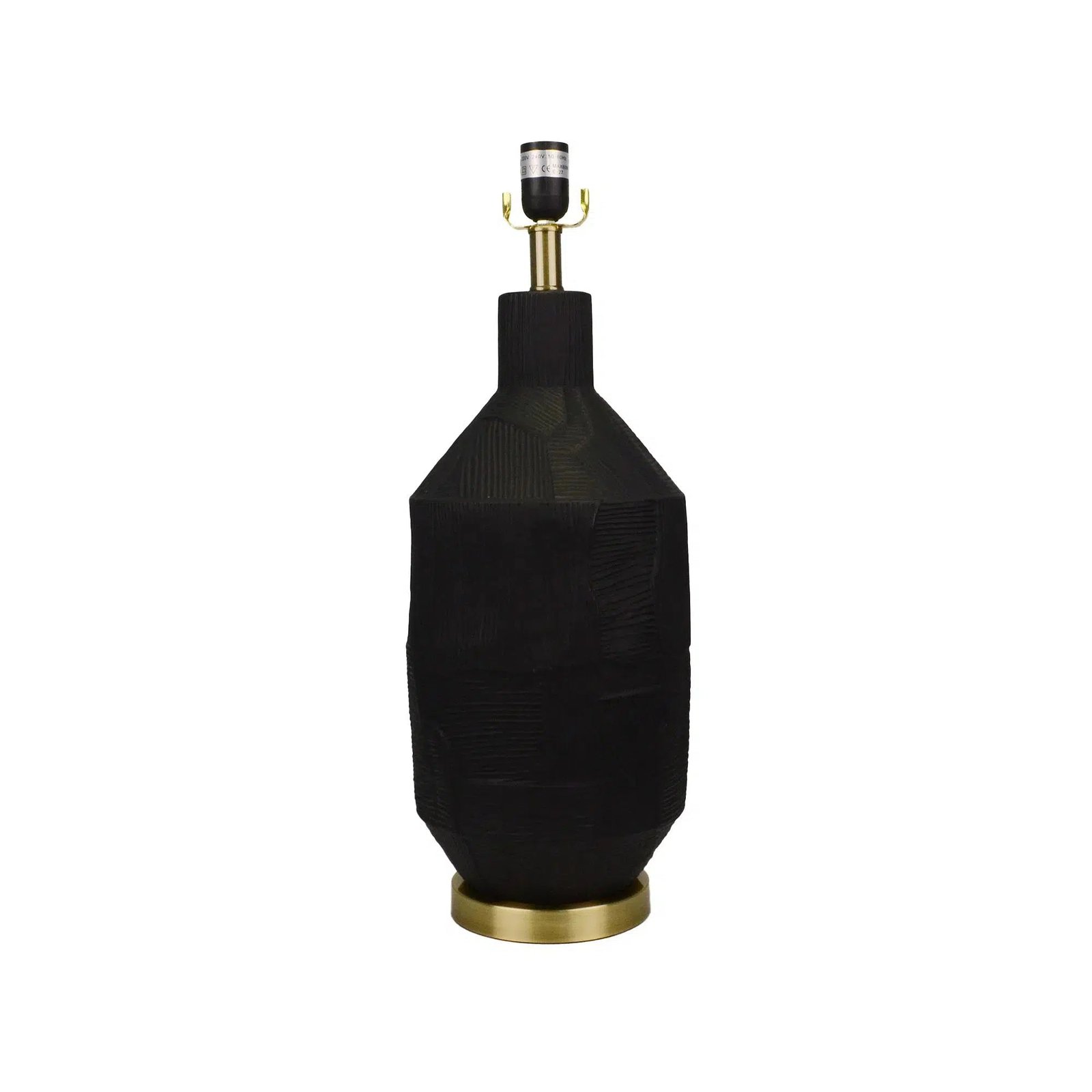 Black Ceramic Lamp with Black Linen Shade 4 - Image 2