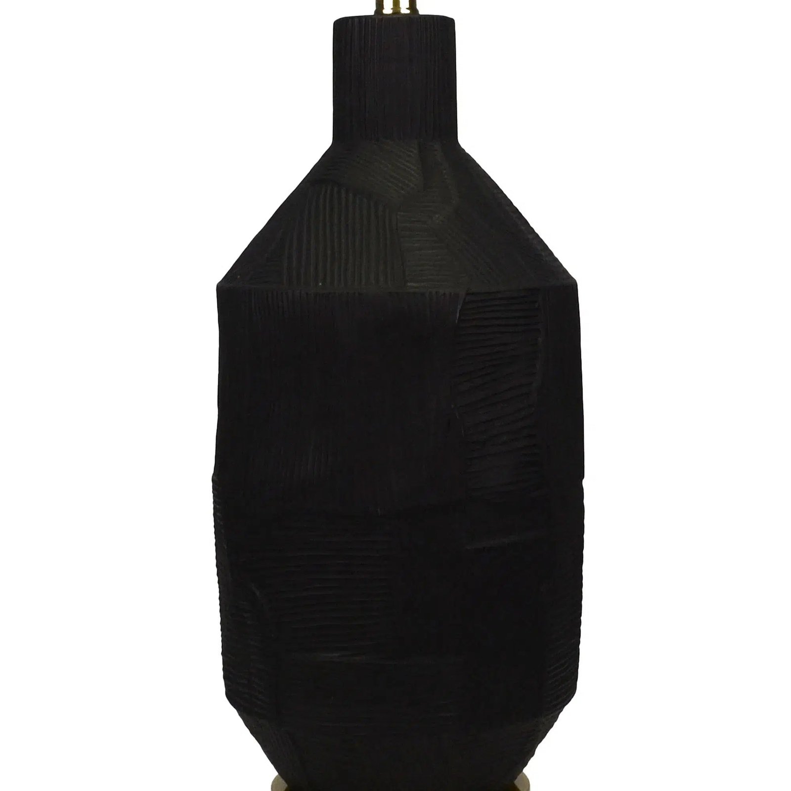 Black Ceramic Lamp with Black Linen Shade 4 - Image 3