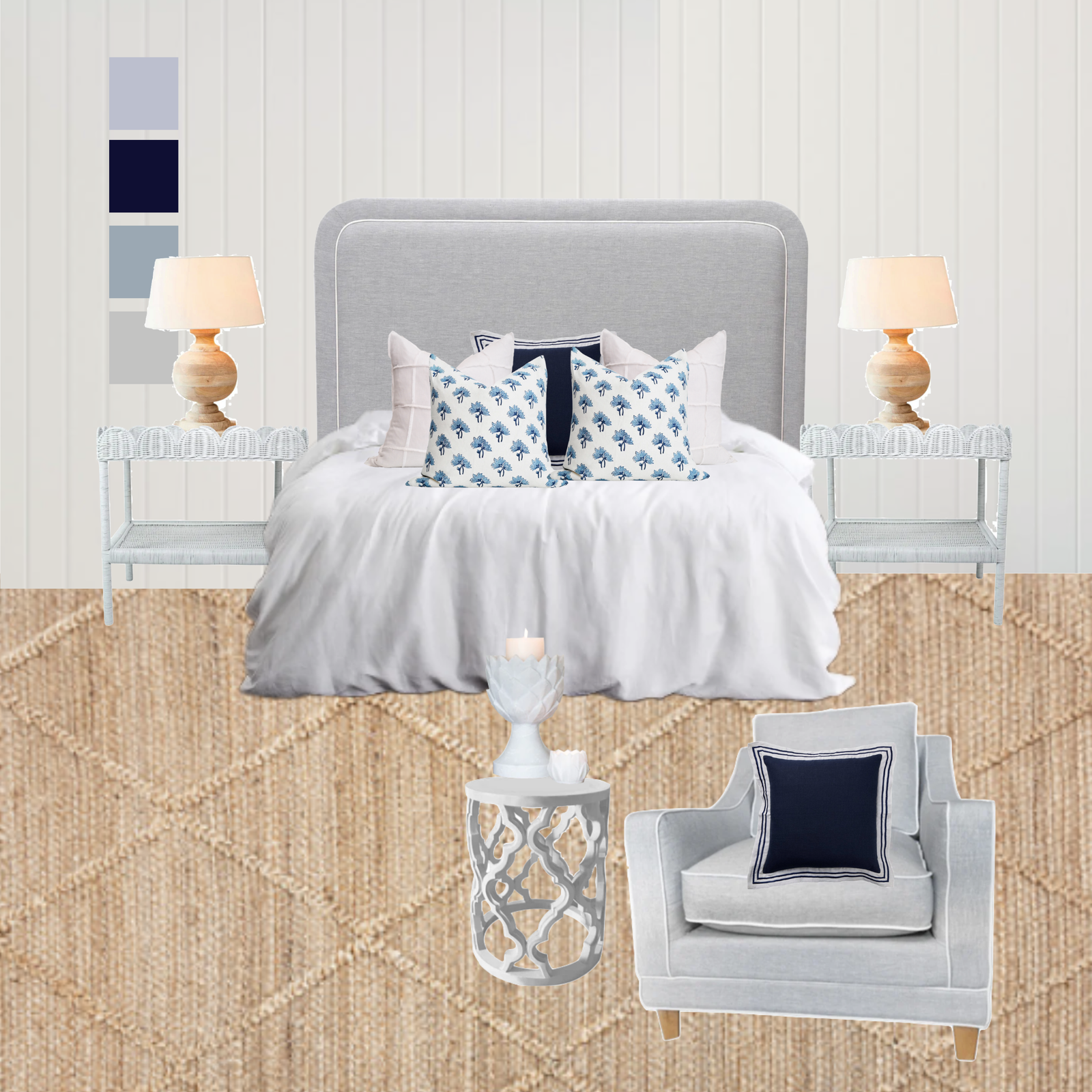 Scallop' White Rattan Bar Cart - Image 6