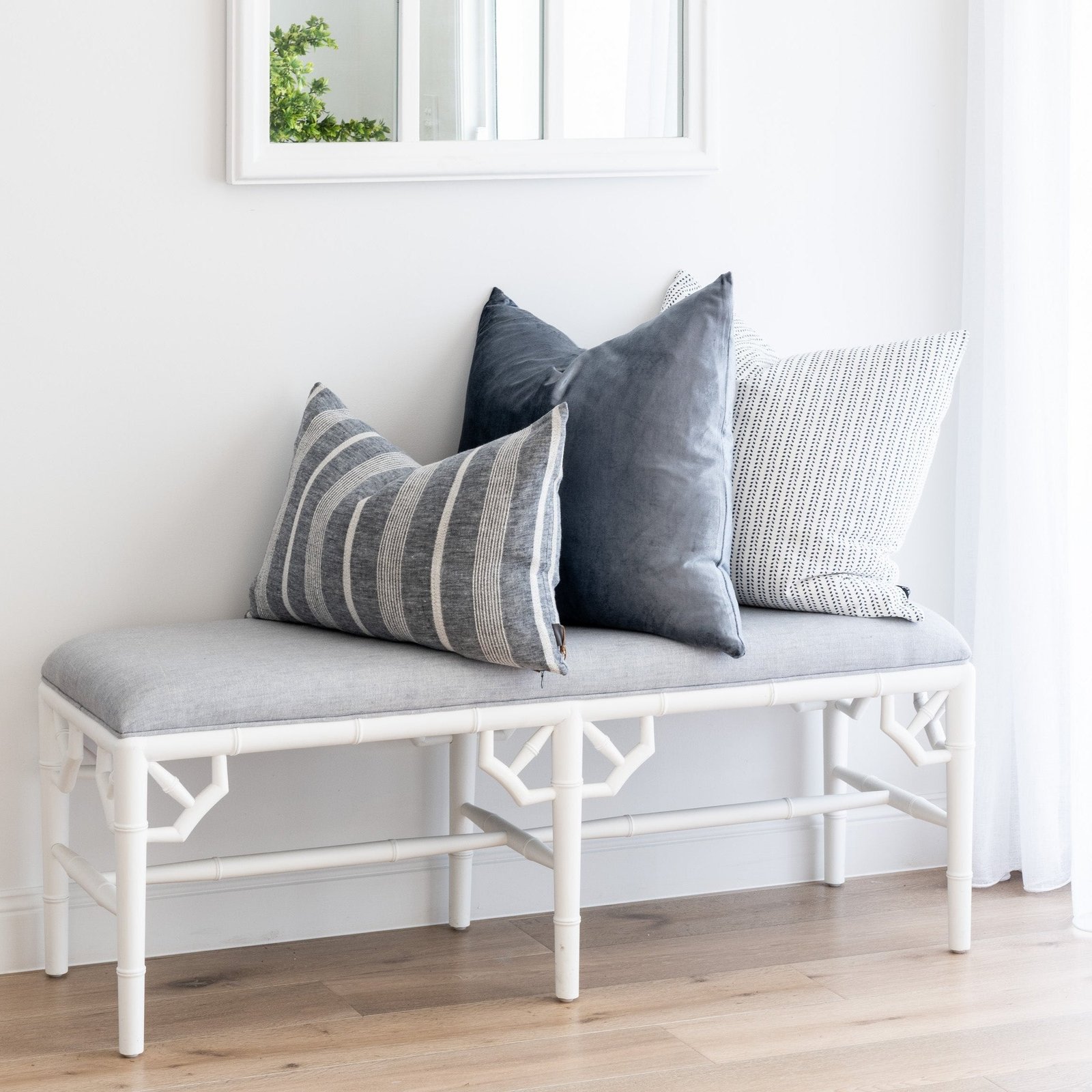 Raffles Linen Upholstered Oak Bench Seat