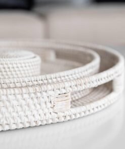 Alternative view of Morning White Rattan Tray Round