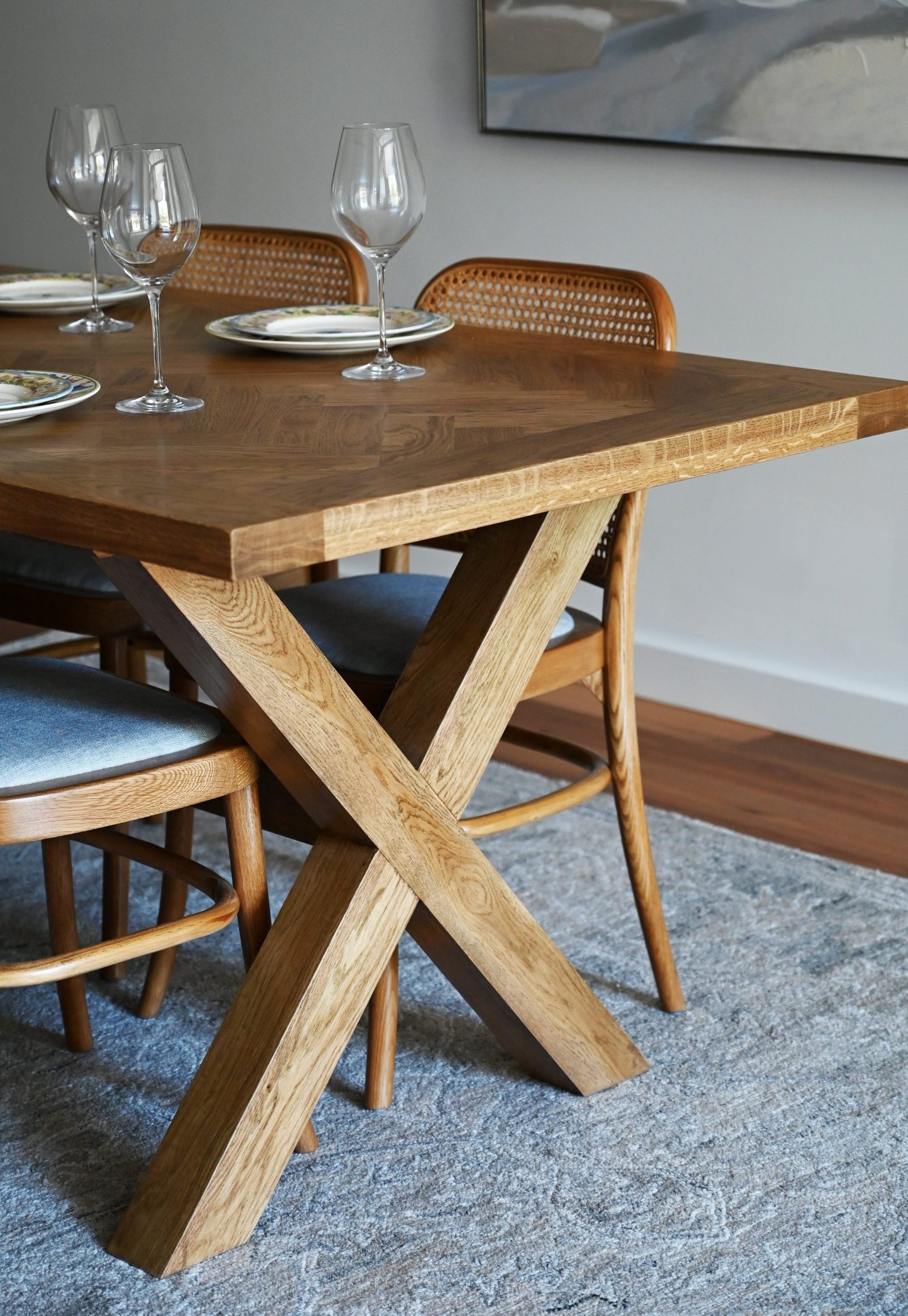Brisbane Floor Herringbone Natural Oak Dining Table 2m - Image 3