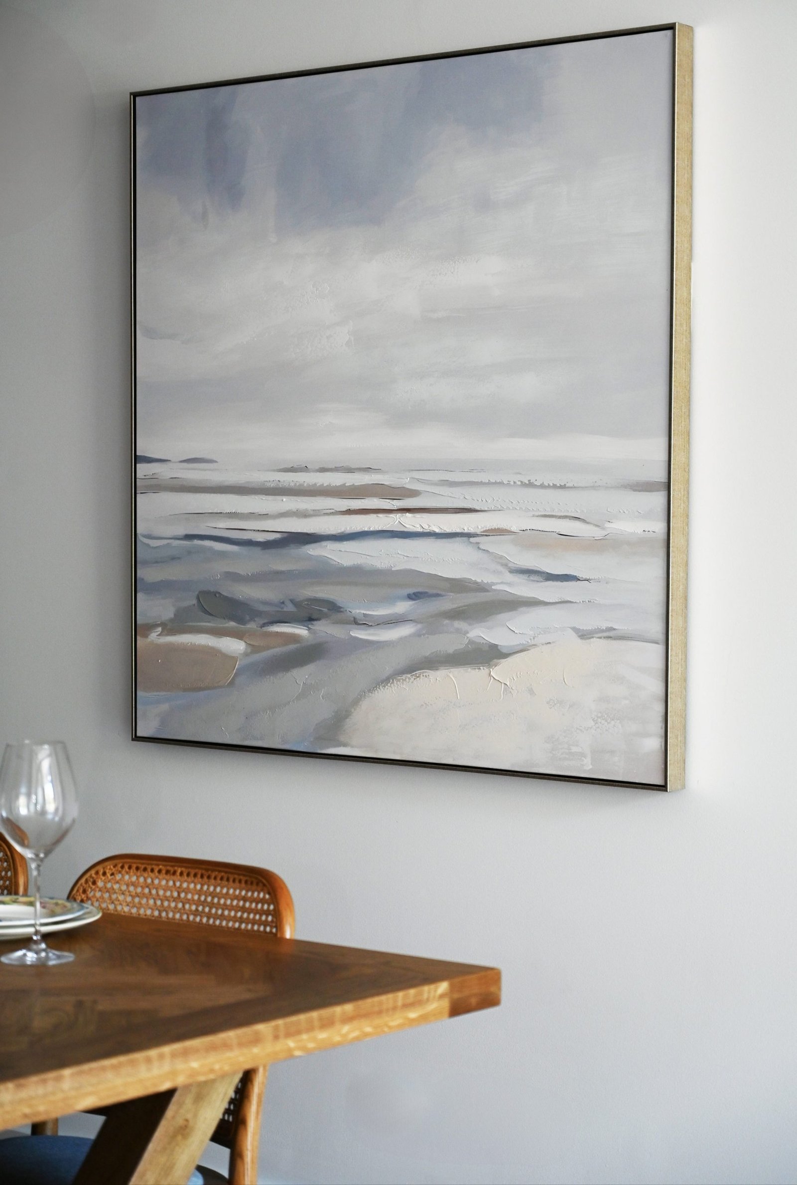 Tranquil Seashore Canvas In Antique Silver Frame
