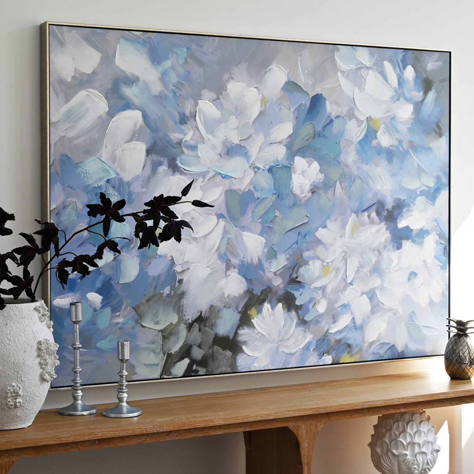 Hydrangea Haven Canvas In Antique Silver Frame - Image 6