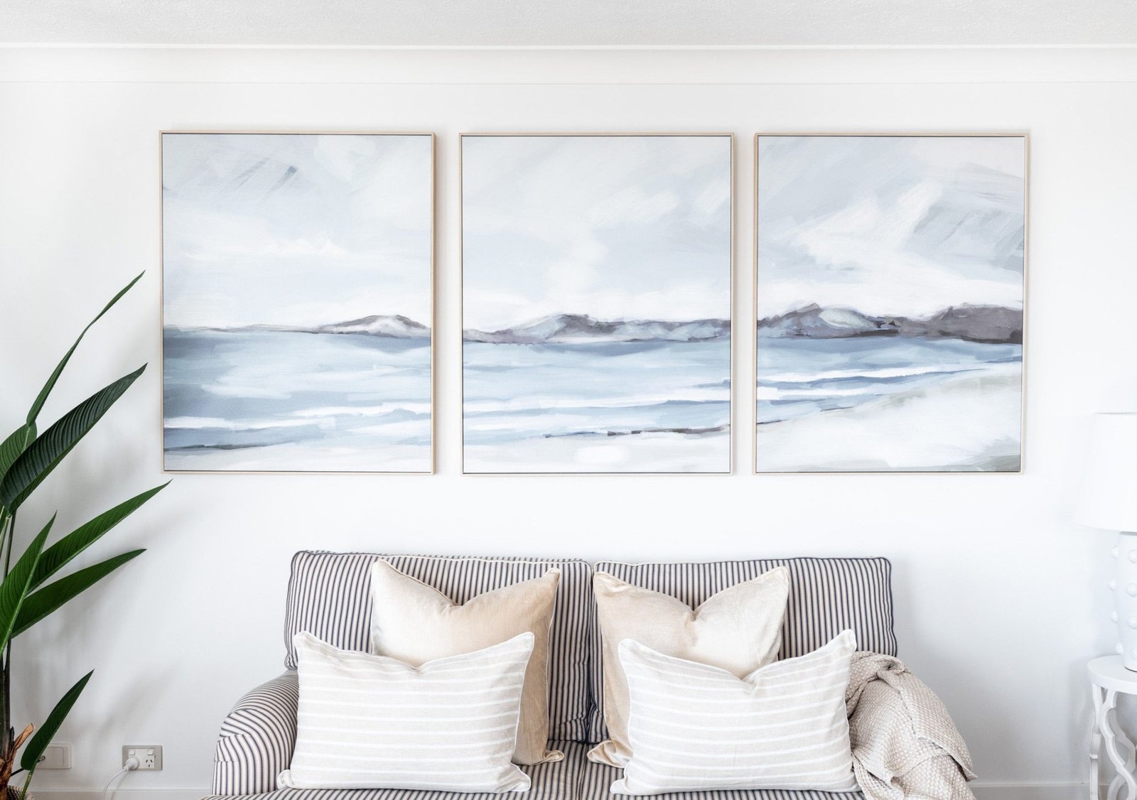 Beachside Stroll Three Piece Canvas In Natural Frame - Image 13