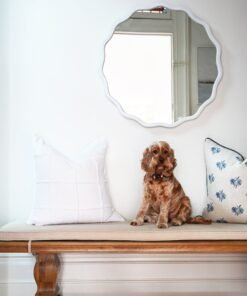 Wave White Round Mirror