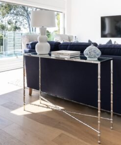 Alternative view of Brisbane Floorstock Bamboo Nickel Cross Bar Console Table