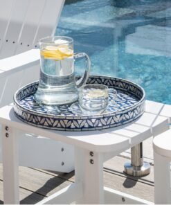 Alternative view of Floral Blue Round Mother Of Pearl Tray