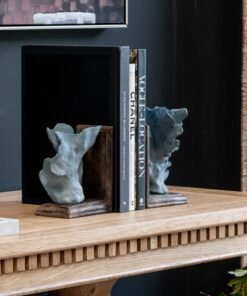 Coral Bookend Set- Blue And Wood