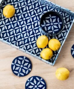 Alternative view of Floral Mother Of Pearl Coaster Set - Blue