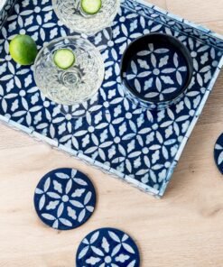Alternative view of Floral Blue Rectangular Mother Of Pearl Tray