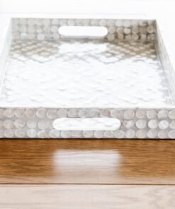 Alternative view of Diamond Rectangular Mother Of Pearl Tray- Neutral/grey