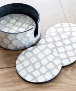 Quatrefoil Mother Of Pearl Coaster Set - Neutral/grey