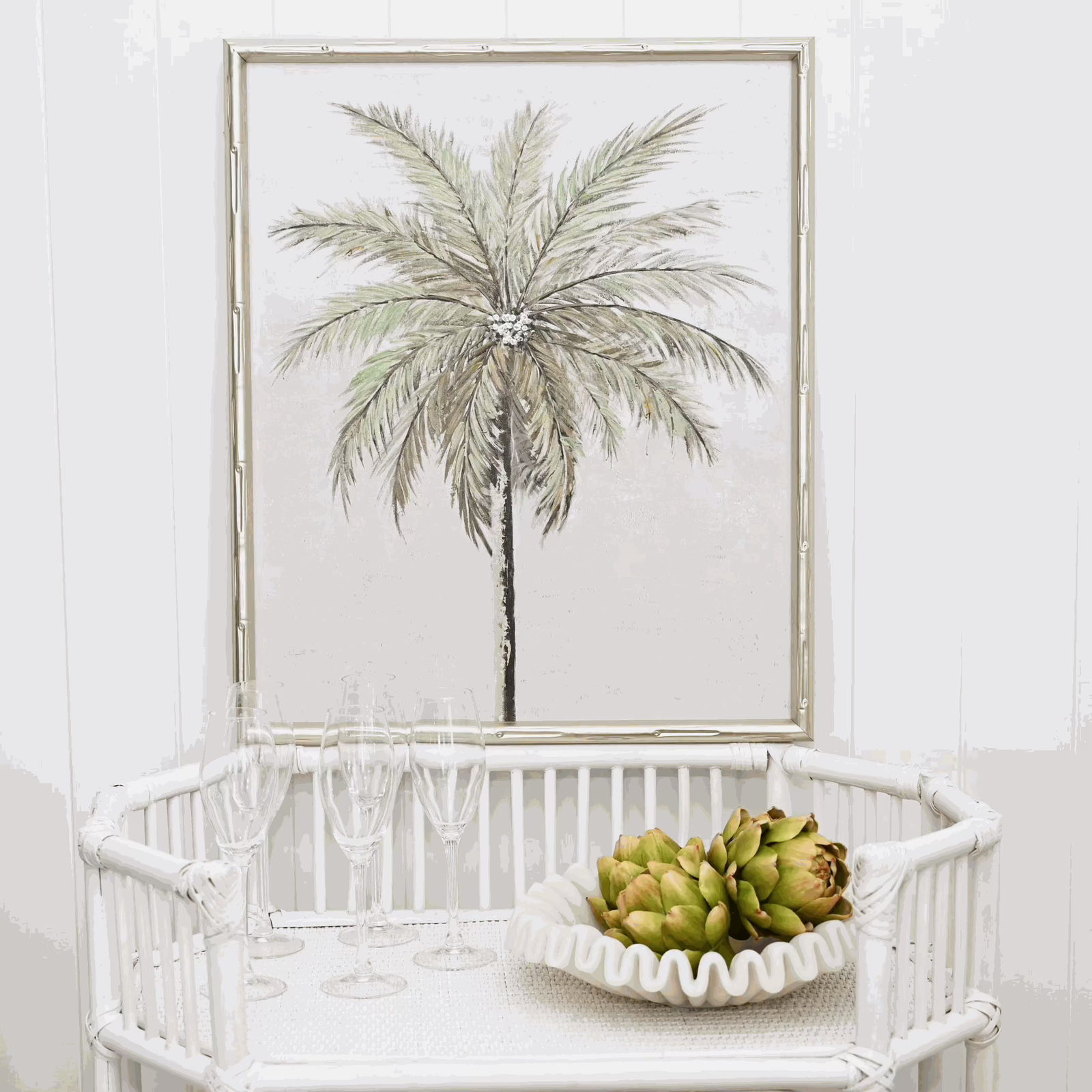 Singapore White Rattan Bar Cart - Image 5