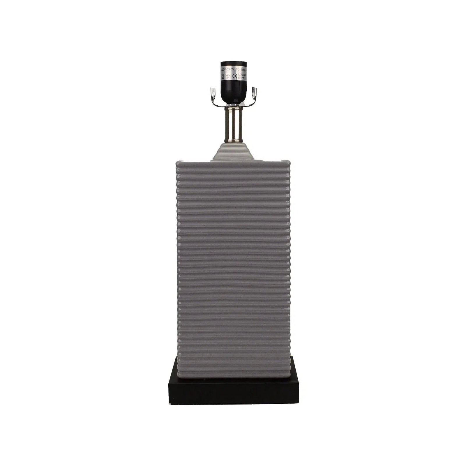 Dark Grey Ceramic Lamp with Black Linen Shade 1 - Image 2
