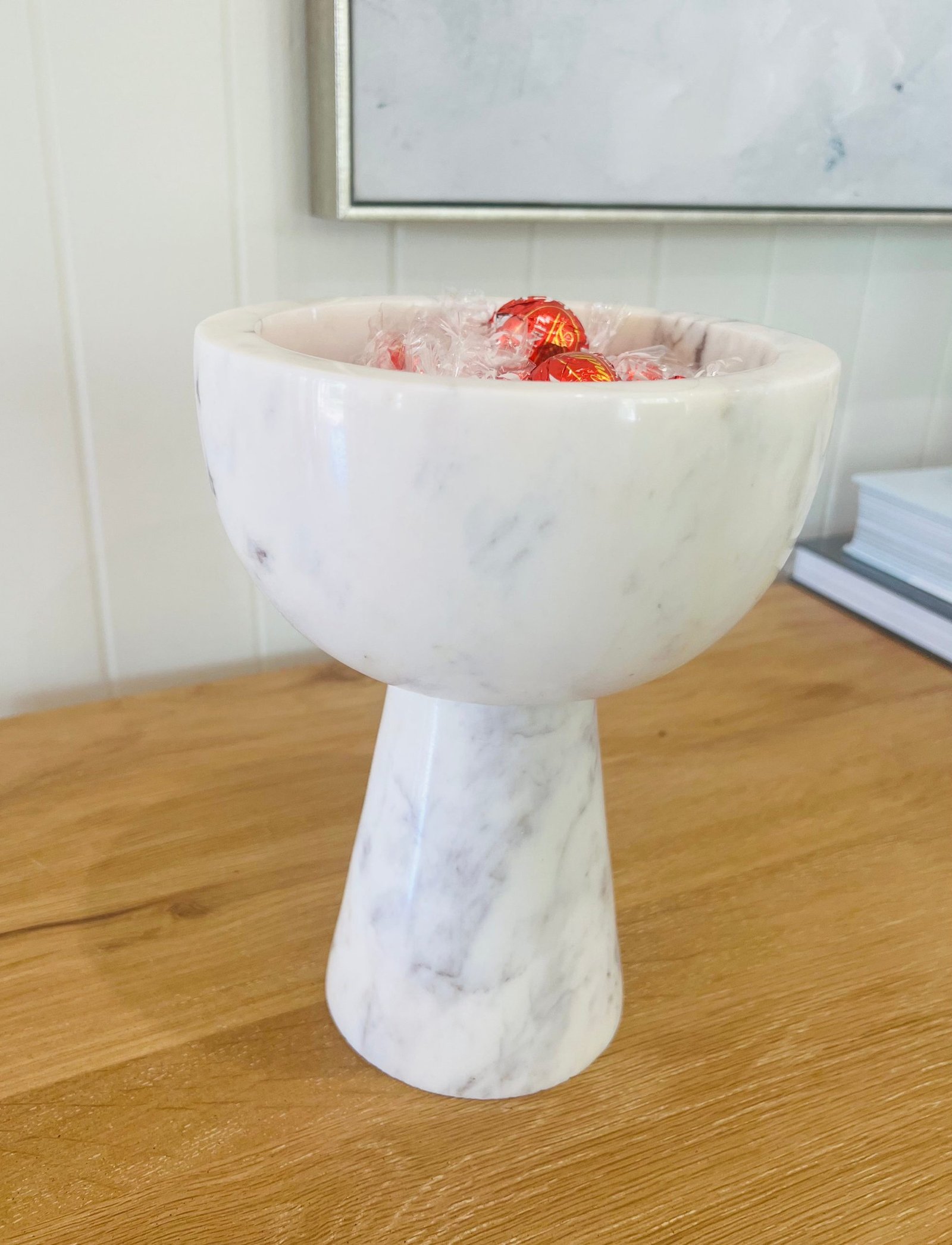 Marble Bowl On Stand Solid Marble Bowl - Image 2