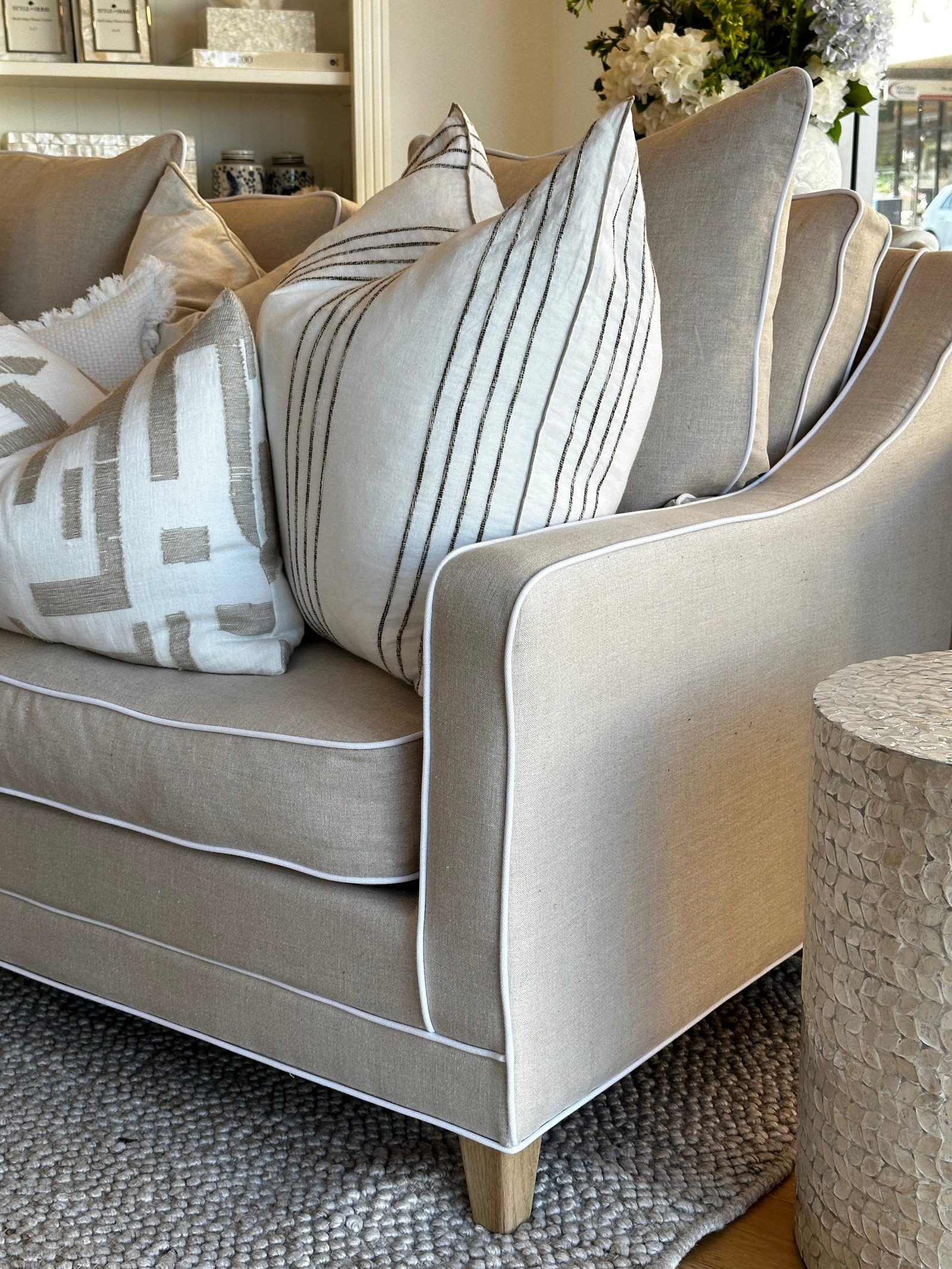 Martha 3 Seater Linen Lounge - Image 14