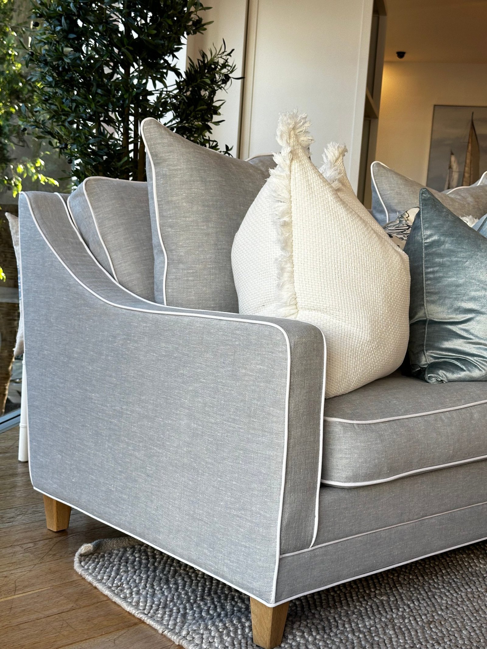 Martha 3 Seater Linen Lounge - Image 16