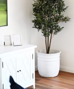 Positano Round White Fibre Clay Planter