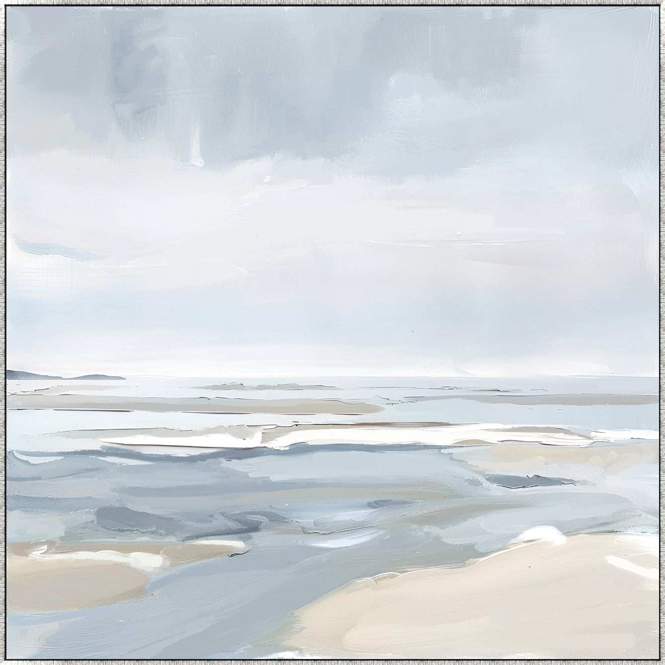 Tranquil Seashore Canvas In Antique Silver Frame - Image 7