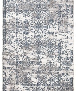 Yasmin Distressed Transitional White Blue Grey Rectangle Rug