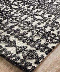 Alternative view of Yasmin Ivory Black Rectangle Rug