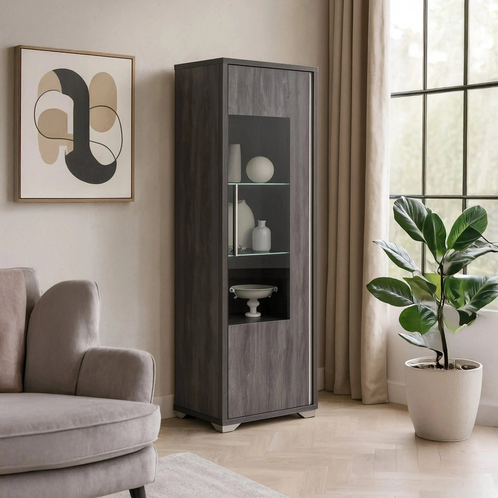Lusso - Glass Cabinet 1 Right Door + LED - Image 2