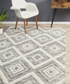 Alternative view of Sabrina Geo Diamonds Rug Silver Grey