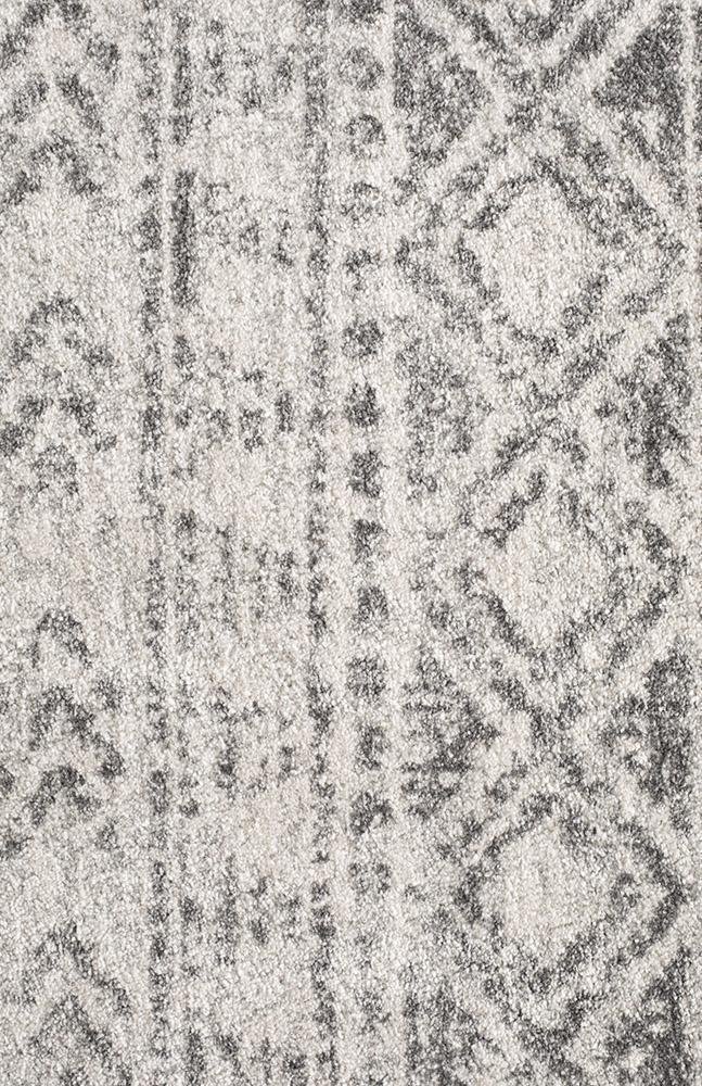 Oasis Ismail White Grey Rustic Round Rug - Image 4