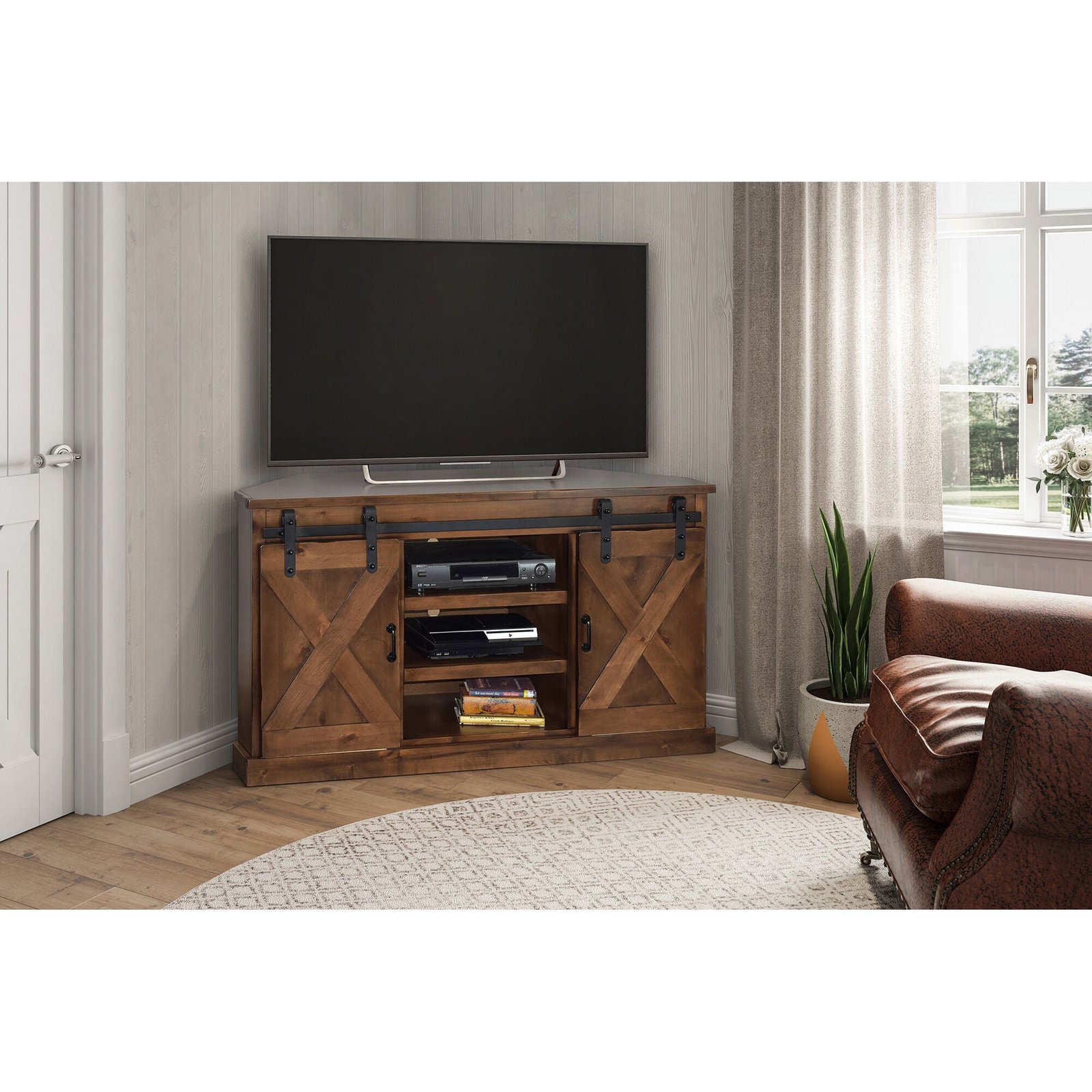 Farmhouse 56 Inch Corner Console – Woometron – Furniture Store