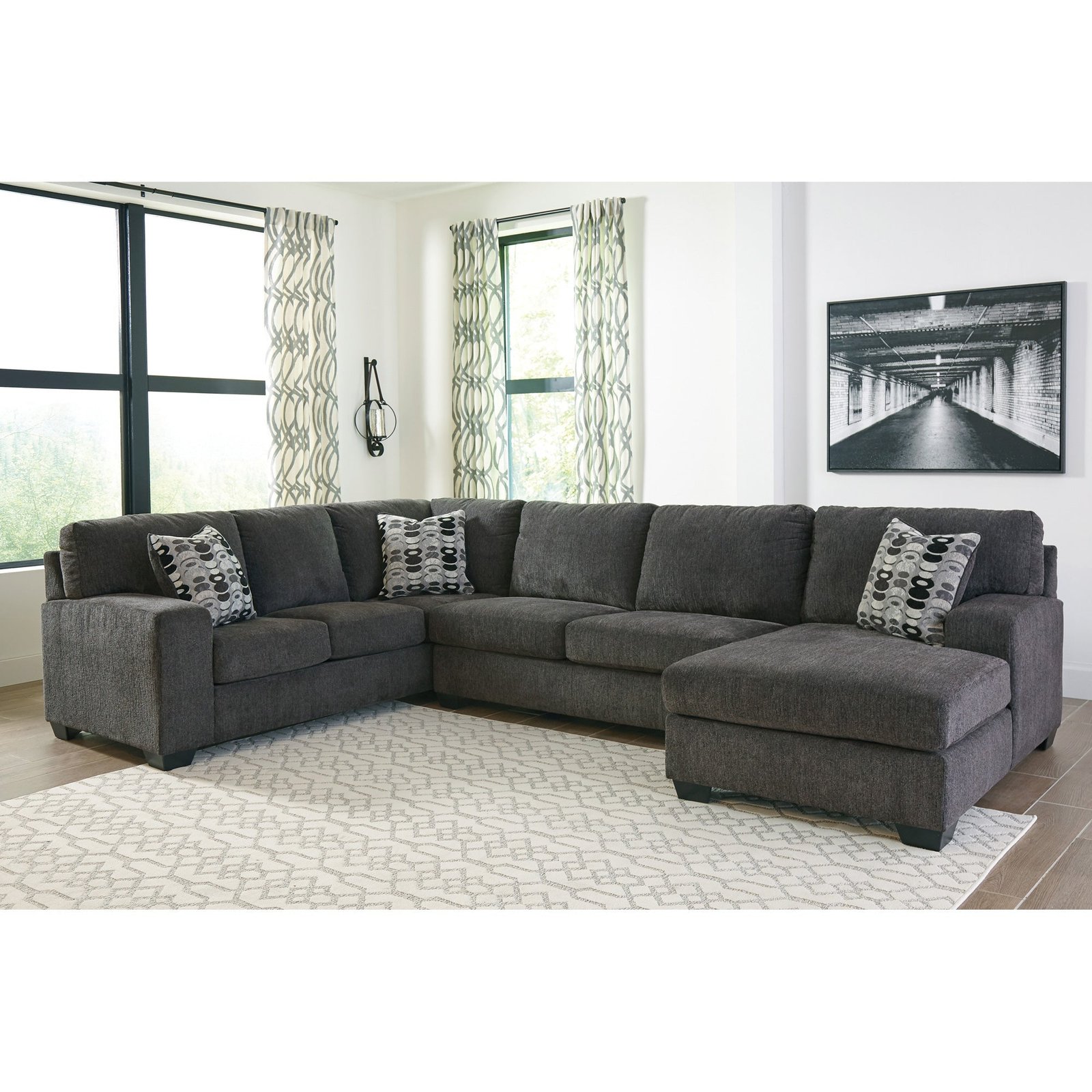 Ballinasloe Right Chaise Sectional with Coffee Table and 2 End Tables ...