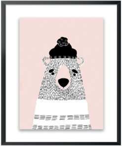 Kids Pink Bear Wall Art