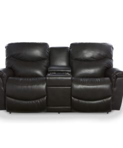 James Leather Tri-Power Reclining Console Loveseat