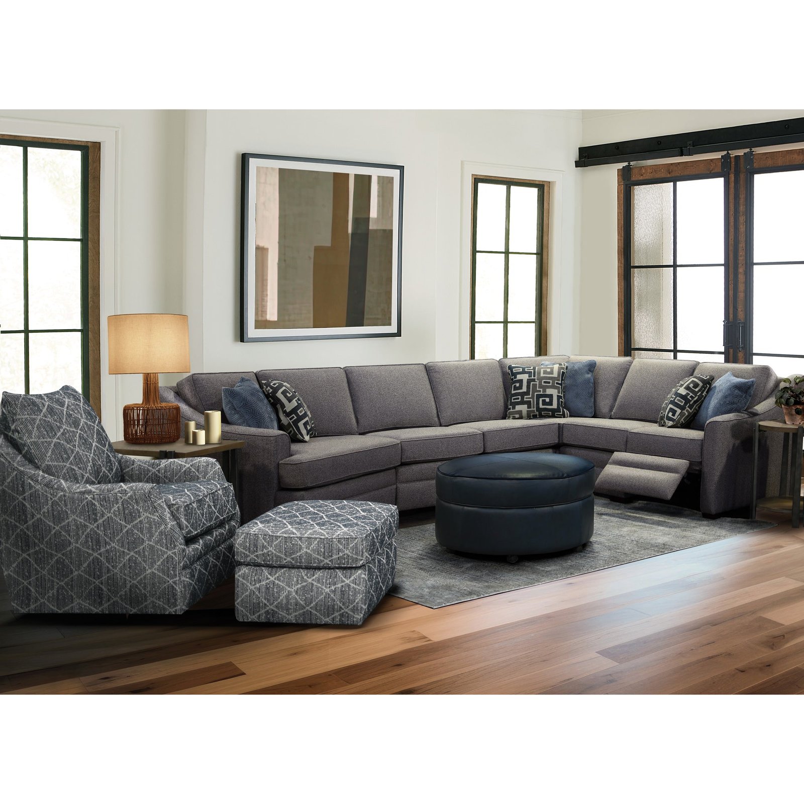 Monroe Round Leather Storage Ottoman - Image 2